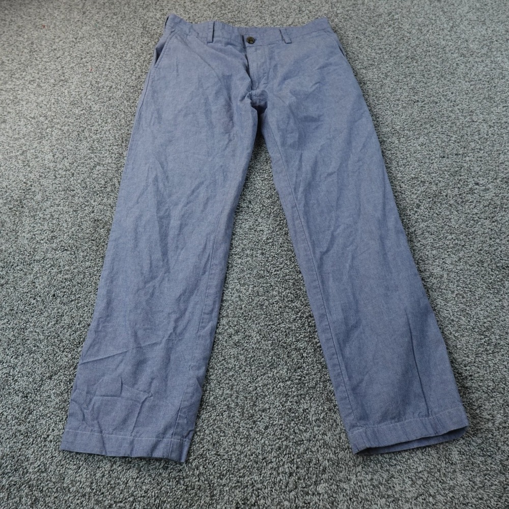 Brooks Brothers Pants Mens 34X30 Blue Chambray Chino Trouser Flat Front Slim Fit